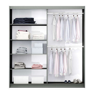 Black/Cashmere/Oak Wotan Mirrored Sliding Door Wardrobe 200cm – KINGSLEY