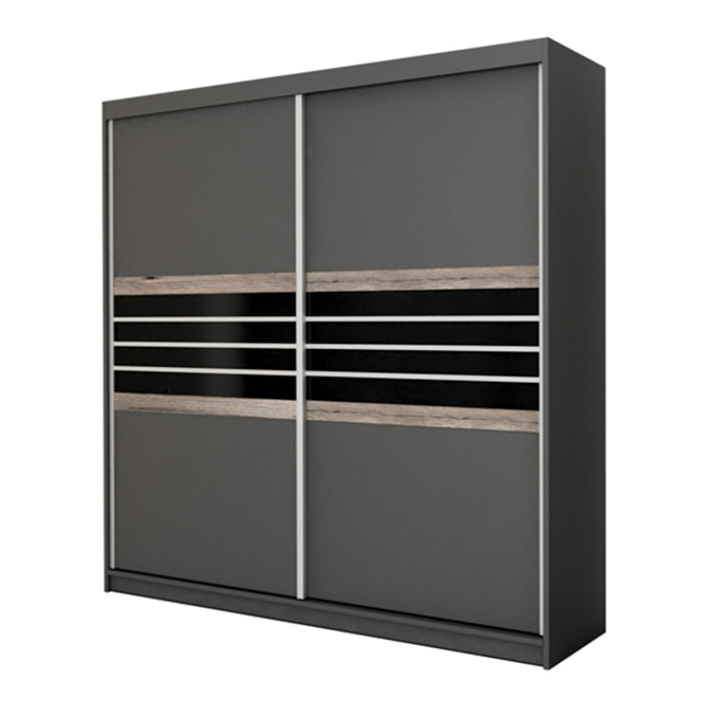 DOVER 203cm Sliding Door Wardrobe Lava / Black Glass