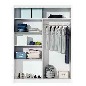 White Mirrored Sliding Door Wardrobe 160cm – NORWICH