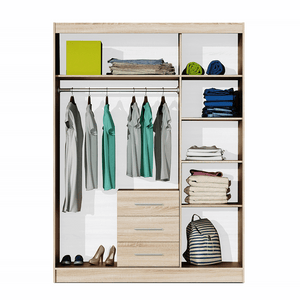 Oak Wellington Mirrored Hinged Door Wardrobe 149cm – HAMPTON D3