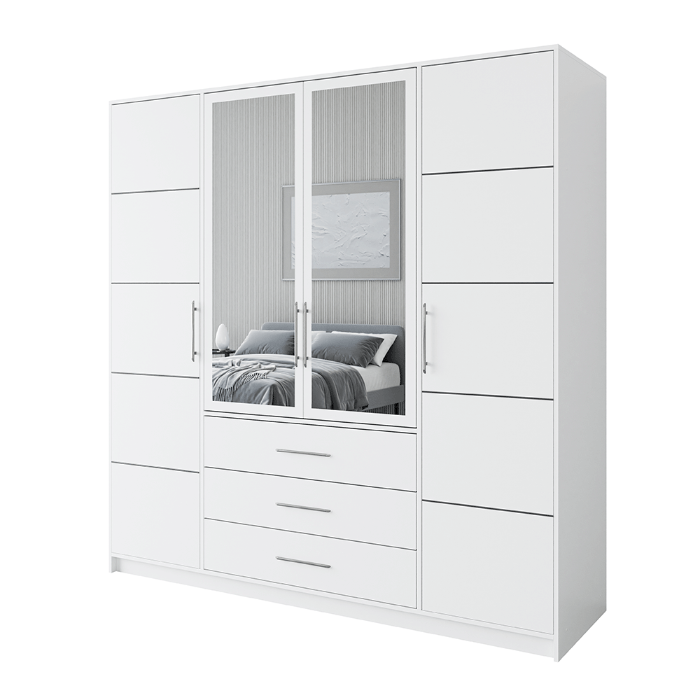 Wardrobe HAMPTON D4 White + Mirror
