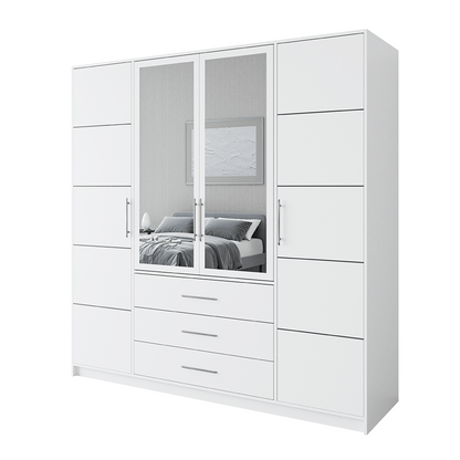 Wardrobe HAMPTON D4 White + Mirror