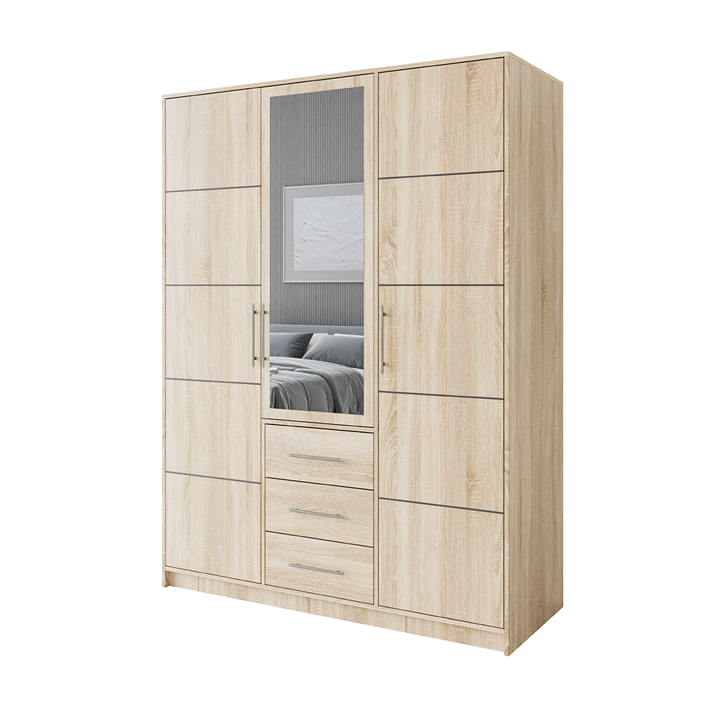 Wardrobe HAMPTON D3 Oak Sonoma + Mirror