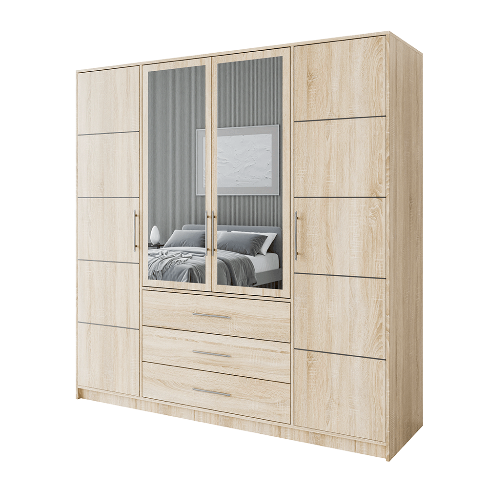 Wardrobe HAMPTON D4 Oak Sonoma + Mirror
