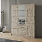 Oak Wellington Mirrored Hinged Door Wardrobe 149cm – HAMPTON D3