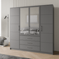 Graphite Mirrored Hinged Door Wardrobe 196cm – HAMPTON D4