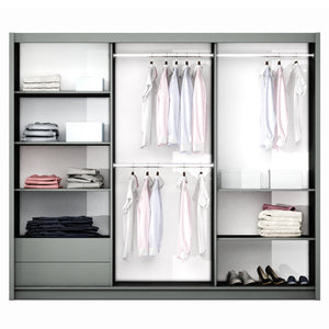 White Mirrored Sliding Door Wardrobe 250cm – FINLEY