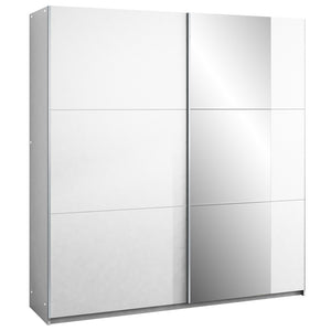 White Mirrored Sliding Door Wardrobe 200cm – FINLEY