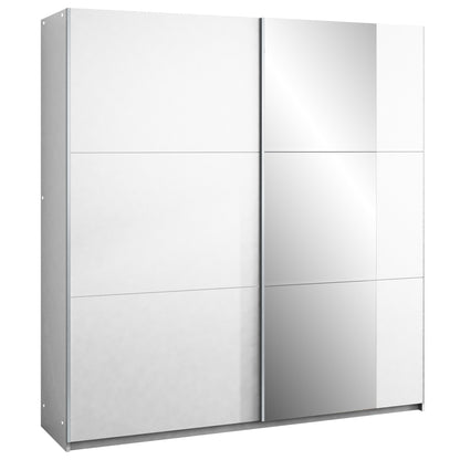 White Mirrored Sliding Door Wardrobe 151cm – FINLEY