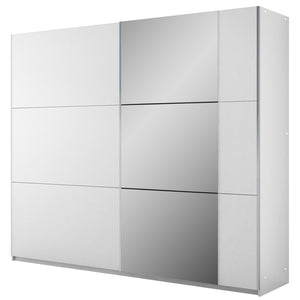 White Mirrored Sliding Door Wardrobe 250cm – FINLEY