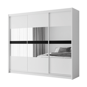 White Mirrored Sliding Door Wardrobe 250cm – DERBY