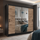 Black / Oak Viking Mirrored Sliding Door Wardrobe 203cm – CHESTER 2