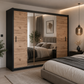 Black / Oak Viking Mirrored Sliding Door Wardrobe 250cm – CHESTER 2