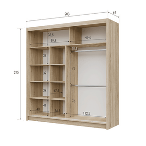GRAYSON 203cm Sliding Door Wardrobe