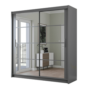Graphite Mirrored Sliding Door Wardrobe 203cm – NORWICH