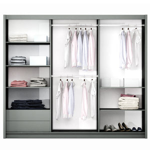 FINLEY 250cm Sliding Door Wardrobe Graphite+Mirror