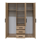 Wardrobe TELFORD D3 Oak Artisan + Mirror