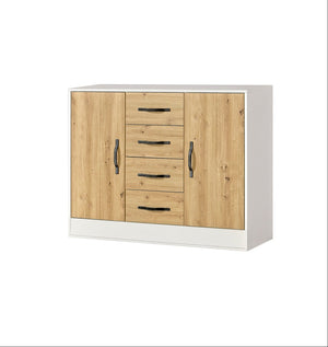 SPACEO Sideboard 120 / Oak Artisan / Black Handles