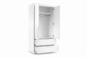 White Mirrored Hinged Door Wardrobe 103cm –  HARTLEY