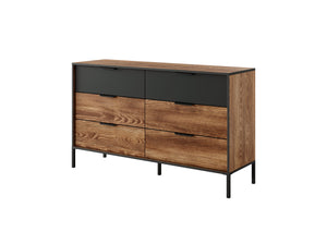 Chest od Drawers 6S MILTON Oak Chestnut & Anthracite