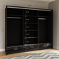 Black Gloss Mirrored Sliding Door Wardrobe 255cm –  EPSOM