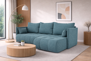 Corner Sofa Bed NESSA Teal Blue