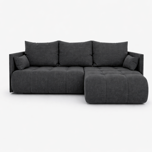 Corner Sofa Bed NESSA Dark Charcoal Grey