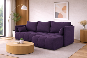 Corner Sofa Bed NESSA Dark Aubergine