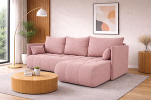 Corner Sofa Bed NESSA Dusky Pink