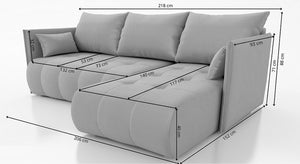 NESSA Corner Sofa Bed with Storage – Premium Fabric Collection