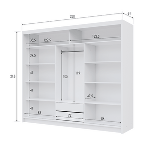 DOVER 250cm Sliding Door Wardrobe Lava / Black Glass