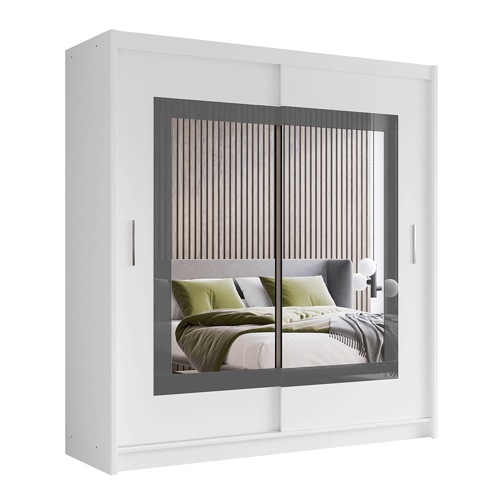 MARLOW 203cm Sliding Door Wardrobe Grey Glass