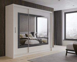 MARLOW 250cm Sliding Door Wardrobe Grey Glass