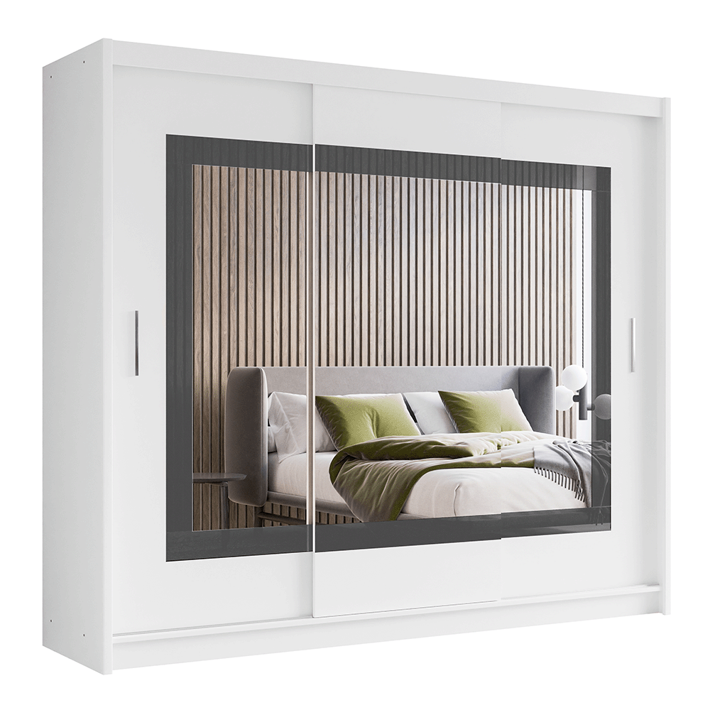 MARLOW 250cm Sliding Door Wardrobe Grey Glass