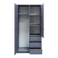 Dark Blue Mirrored Hinged Door Wardrobe 100cm – HUDSON II D2