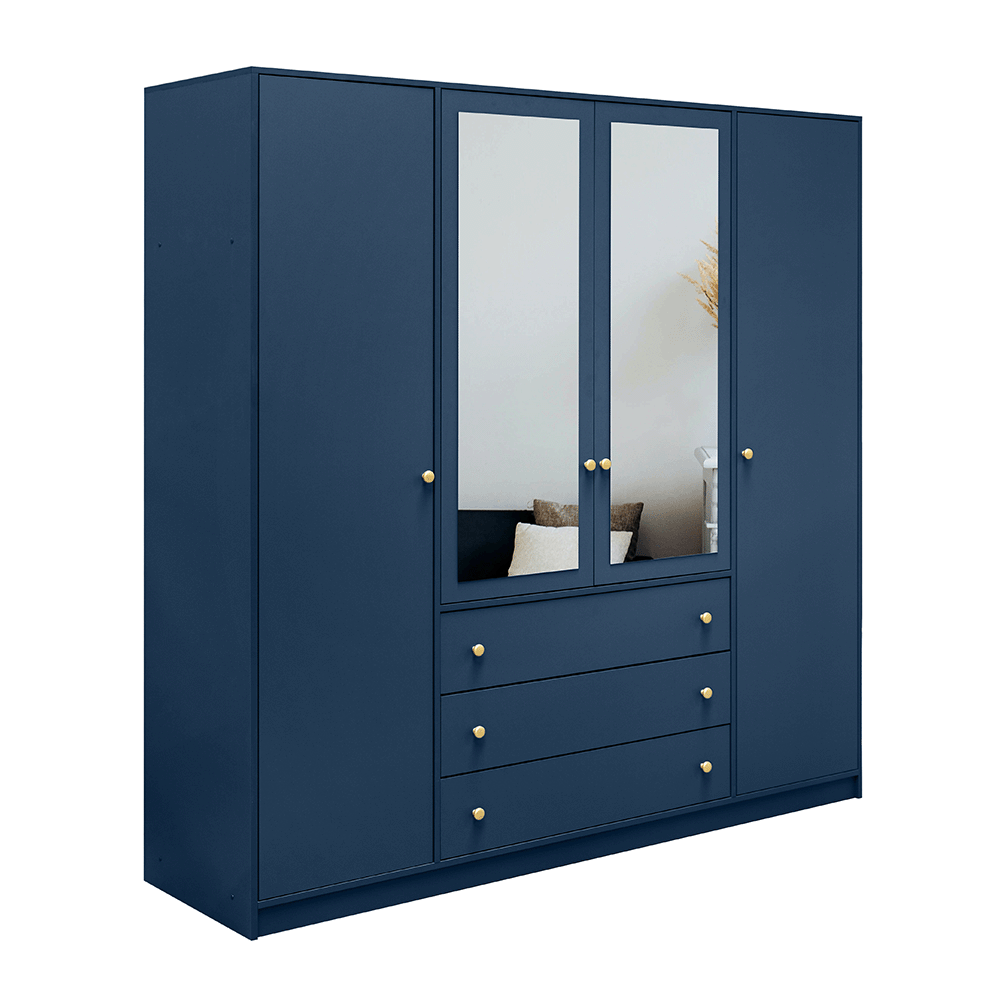 Wardrobe HUDSON II D4 Dark Blue + Mirror
