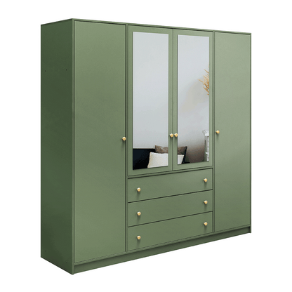 Wardrobe HUDSON II D4 Bottle Green + Mirror