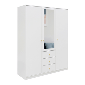 White Mirrored Hinged Door Wardrobe 149cm – HUDSON D3