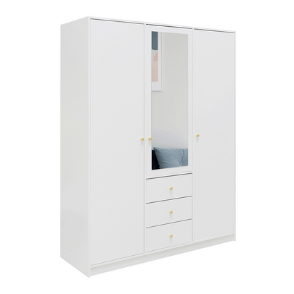 White Mirrored Hinged Door Wardrobe 149cm – HUDSON D3
