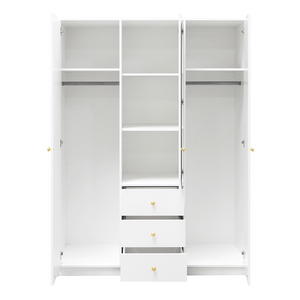 White Mirrored Hinged Door Wardrobe 149cm – HUDSON D3
