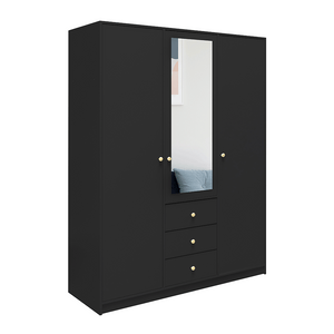 Wardrobe HUDSON D3 Black + Mirror