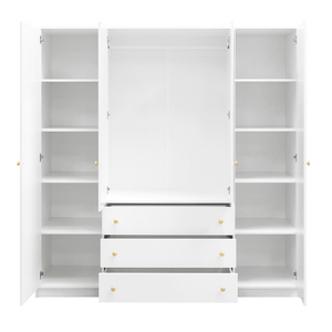 White Mirrored Hinged Door Wardrobe 196cm – HUDSON D4