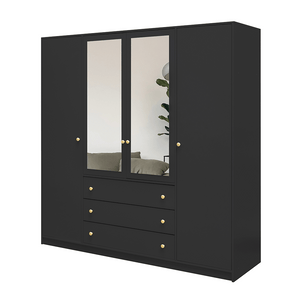 Wardrobe HUDSON D4 Black + Mirror