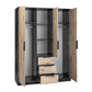 Oak Viking Mirrored Hinged Door Wardrobe 149cm – YORK D3