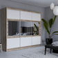 KINGSTON 250cm Sliding Door Wardrobe Oak Canyon + White + Mirror