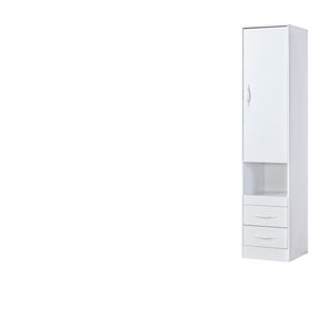 SPACEO Tall Storage Cabinet White / White Handles