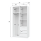 White Mirrored Hinged Door Wardrobe 100cm – HAMPTON LUX D2