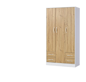 SPACEO Wardrobe 120 / Oak Artisan / White Handles