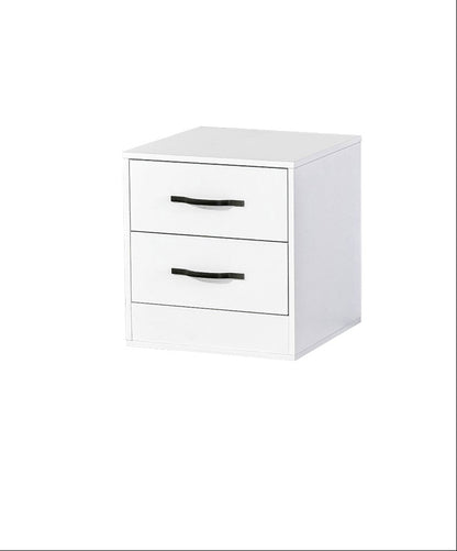 SPACEO Bedside Table White / Black Handles