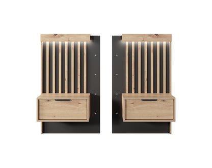 Set of Bedside Tables TALLY Oak Artisan / Grey